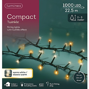 Lumineo Compact String Lights – Warm & Cool White (1000 LEDs)