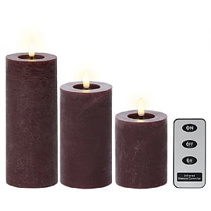 Lumineo Oxblood LED Candle Set (3 Piece Set)