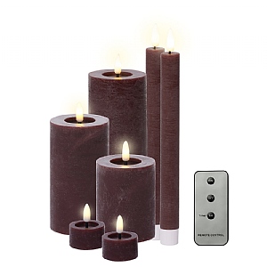 Lumineo Oxblood LED Candle Set (7 Piece Set)