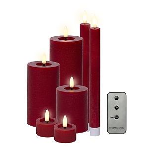 Lumineo Xmas Red LED Candle Set (7 Piece Set)