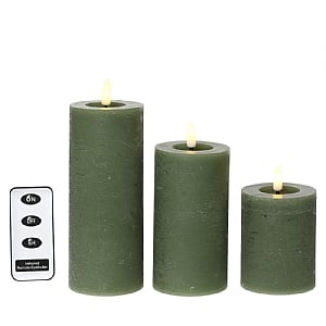 Lumineo Green LED Candle Set (3 Piece Set)