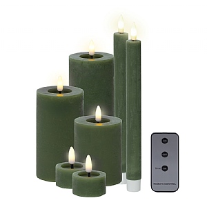 Lumineo Green LED Candle Set (7 Piece Set)