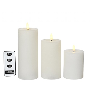 Lumineo White LED Candle Set (3 Piece Set)