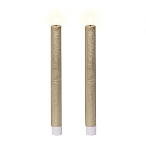 Lumineo Taper Gold LED Candle Pair (2 Piece Set)