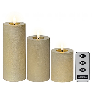 Lumineo Gold LED Candle Set (3 Piece Set)