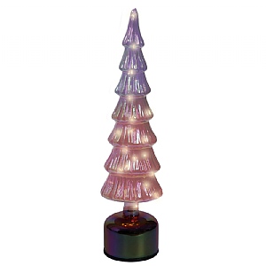 Lumineo Pink Spinning LED Glass Tree