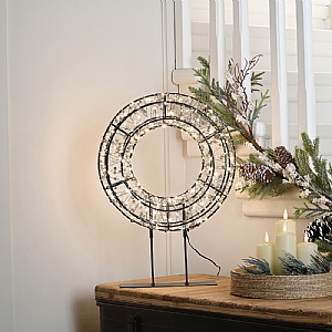 Beaded LED Wreath on Stand