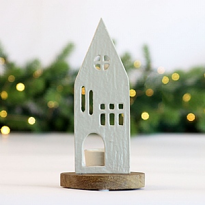 House Tealight Holder – White (19cm)  