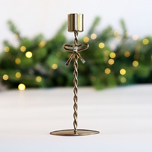 Bow Taper Candle Holder – Gold (18cm)  