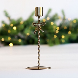 Bow Taper Candle Holder – Gold (26cm)  