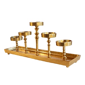 Pillar Candle Holder with 5 Holders – Gold (137cm)