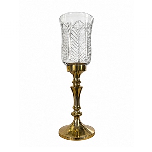 Etched Glass Pillar Candle Holder (48cm)