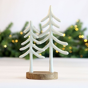 Tree Ornament on Wood – White (23cm)  