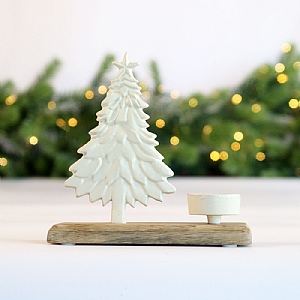 Tree Tealight Holder – White (18cm)  