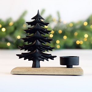 Tree Tealight Holder – Black (18cm)  
