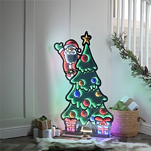Santa On Tree Waving Infinity Light (120cm)