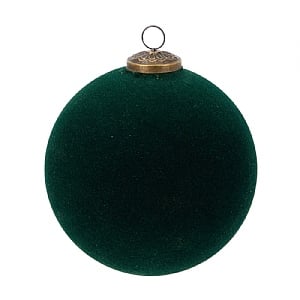 Flocked Bauble - Green (15cm)