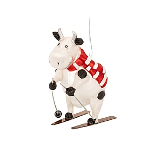 Sass & Belle Skiing Cow Hanging Decoration
