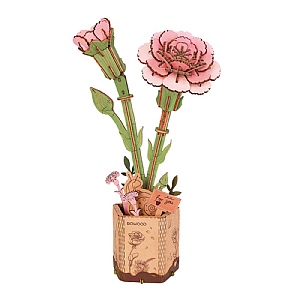 Rowood Pink Carnation 3D Puzzle (124 Pieces)