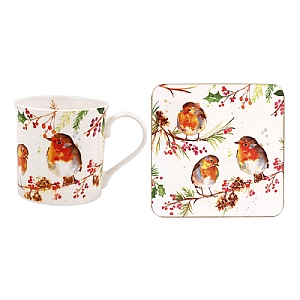 Winter Robins Mug & Coaster