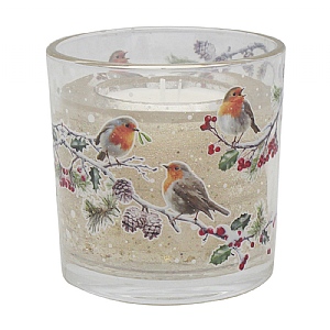 LED Gel Candle Xmas Robin