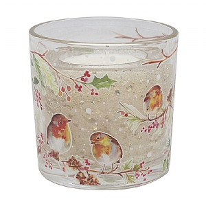 LED Gel Candle Winter Robin