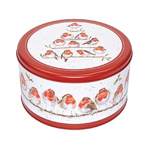 Wrendale Rockin Robins Round Christmas Tin