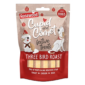 Rosewood Cupid and Comet Festive Treats Three Bird Roast Strips (100g)