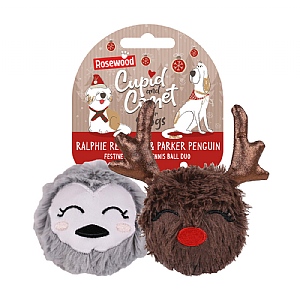 Rosewood Cupid and Comet Ralphie Reindeer and Parker Penguin Dog Toy