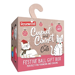 Rosewood Cupid and Comet Festive Ball Gift Box For Cats (8 pieces)