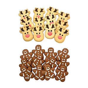 Happy Pet Reindeer & Gingerbread Festive Dog Biscuits (24 pieces)