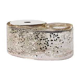 Glitter mesh ribbon Champagne (63mm x10yds)