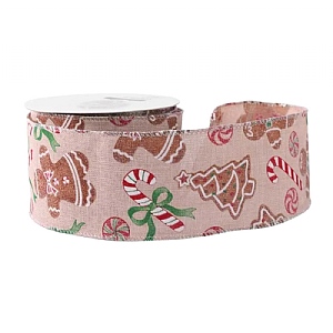 Natural Trees & Candy Canes Ribbon (63mm x10yds)