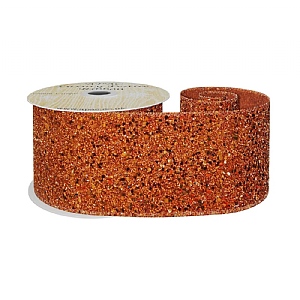 Orange Glitter Ribbon wired edge (63mm x10yds)