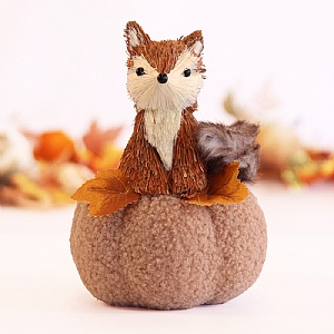 Fox on Pumpkin Decoration (17cm)