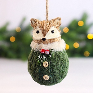 Hanging Fox Head In Knitted Jumper (13cm)