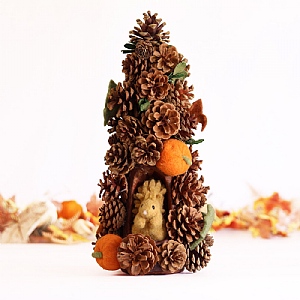 Pine Cone Stack With Mouse (37cm)