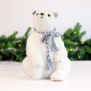 Polar Bear Sitting with Scarf (33cm)