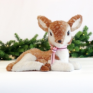 Laying Fawn With Bow (34cm)