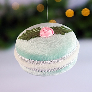 Hanging Macaroon Decoration - Blue (8cm)