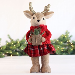 Mrs Deer in Christmas Jacket Decoration (43cm)