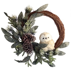 Foliage Wreath with Owl (57cm)