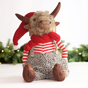 Sitting Longhorn in Dungarees