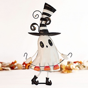 Metal Ghost Décor With Candy Corn