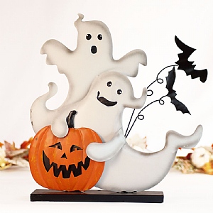 Ghosts & Pumpkin Metal Décor