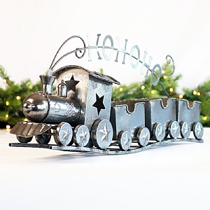 Ho Ho Ho Silver Train Decoration