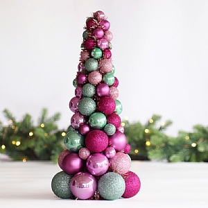 Mini Bauble Cone - Sage/Pink/Gold