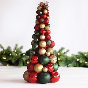 Mini Bauble Cone - Red/Gold/Green