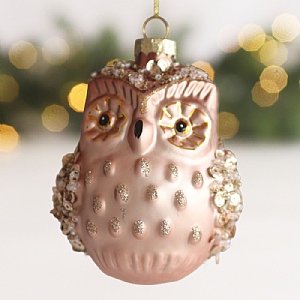 Owl Hanging Tree Decoration (8cm) - Rose Gold