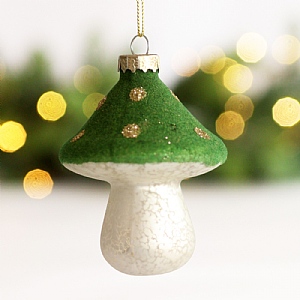 Mushroom Hanging Tree Decoration (8cm) - Green